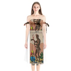 The Devil - Tarot Shoulder Tie Bardot Midi Dress