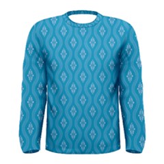 Blue Ornamental Pattern Men s Long Sleeve Tee