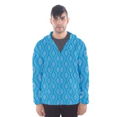 Blue Ornamental Pattern Hooded Wind Breaker (men)