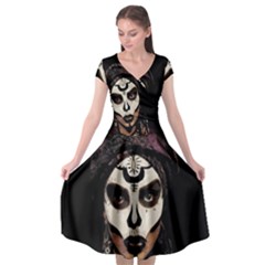 Voodoo  Witch  Cap Sleeve Wrap Front Dress