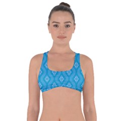 Blue Ornamental Pattern Got No Strings Sports Bra