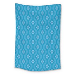 Blue Ornamental Pattern Large Tapestry