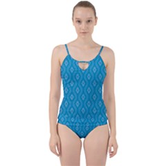 Blue Ornamental Pattern Cut Out Top Tankini Set by TastefulDesigns