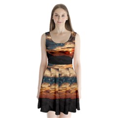 Landscape Split Back Mini Dress 