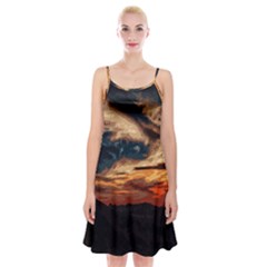 Landscape Spaghetti Strap Velvet Dress by Valentinaart