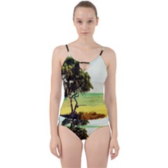 Landscape Cut Out Top Tankini Set