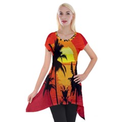 Landscape Short Sleeve Side Drop Tunic by Valentinaart