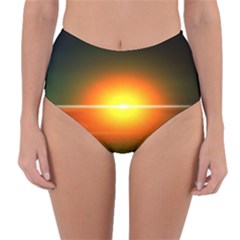 Landscape Reversible High-waist Bikini Bottoms