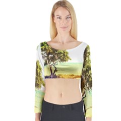 Landscape Long Sleeve Crop Top by Valentinaart