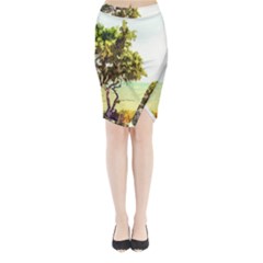 Landscape Midi Wrap Pencil Skirt by Valentinaart