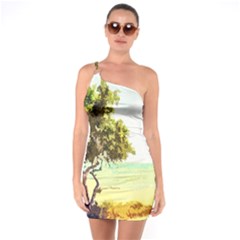 Landscape One Soulder Bodycon Dress