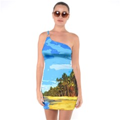 Landscape One Soulder Bodycon Dress