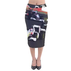 Formula 1 Velvet Midi Pencil Skirt