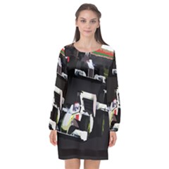 Formula 1 Long Sleeve Chiffon Shift Dress 