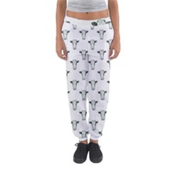 White Geometric Cow Women s Jogger Sweatpants