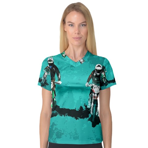 Motorsport  V-neck Sport Mesh Tee by Valentinaart