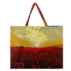 Poppy Field Zipper Large Tote Bag by Valentinaart