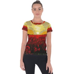 Poppy Field Short Sleeve Sports Top 