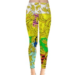 Colorful Falling Banana Pattern Leggings  by PattyVilleDesigns