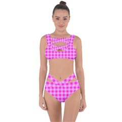 Pink Plaid Bandaged Up Bikini Set 