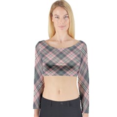 Pink And Sage Plaid Long Sleeve Crop Top by NorthernWhimsy