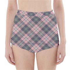 Pink And Sage Plaid High-waisted Bikini Bottoms by NorthernWhimsy