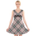 Pink and Sage Plaid V-Neck Sleeveless Skater Dress View1