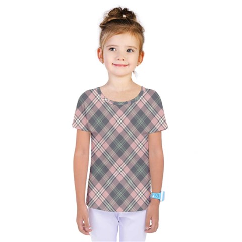 Pink And Sage Plaid Kids  One Piece Tee by NorthernWhimsy