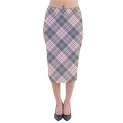 Pink And Sage Plaid Velvet Midi Pencil Skirt by NorthernWhimsy