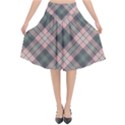 Pink and Sage Plaid Flared Midi Skirt View1