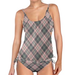 Pink And Sage Plaid Tankini Set