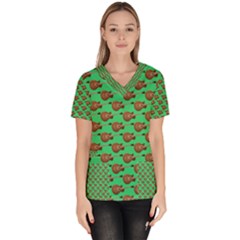 Guitars Pattern                              Women s V-neck Scrub Top