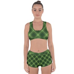 Dark Green Diagonal Plaid Racerback Boyleg Bikini Set by NorthernWhimsy