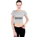 Grey Diagonal Plaid Crew Neck Crop Top View1