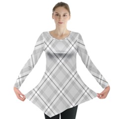 Grey Diagonal Plaid Long Sleeve Tunic 