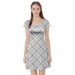 Grey Diagonal Plaid Short Sleeve Skater Dress by NorthernWhimsy