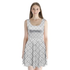 Grey Diagonal Plaid Split Back Mini Dress 