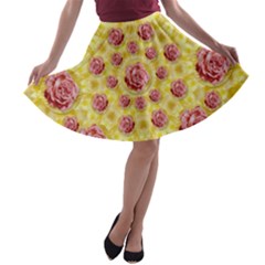 Roses And Fantasy Roses A-line Skater Skirt by pepitasart