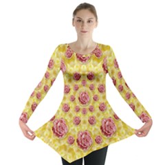 Roses And Fantasy Roses Long Sleeve Tunic  by pepitasart