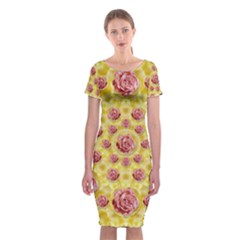 Roses And Fantasy Roses Classic Short Sleeve Midi Dress by pepitasart