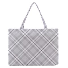 Grey Diagonal Plaid Medium Zipper Tote Bag by NorthernWhimsy