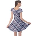 Navy and Pink Diagonal Plaid Cap Sleeve Dresses View2