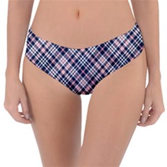 Navy And Pink Diagonal Plaid Reversible Classic Bikini Bottoms by NorthernWhimsy