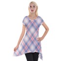 Pastel Pink and Blue Plaid Short Sleeve Side Drop Tunic View1