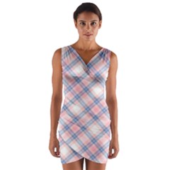 Pastel Pink And Blue Plaid Wrap Front Bodycon Dress by NorthernWhimsy