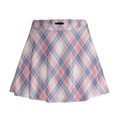 Pastel Pink And Blue Plaid Mini Flare Skirt by NorthernWhimsy