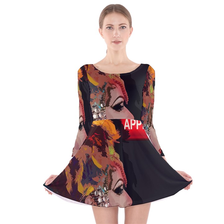 Transvestite Long Sleeve Velvet Skater Dress