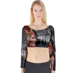 Transvestite Long Sleeve Crop Top by Valentinaart