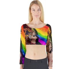 Transvestite Long Sleeve Crop Top by Valentinaart