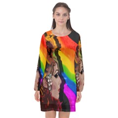 Transvestite Long Sleeve Chiffon Shift Dress  by Valentinaart